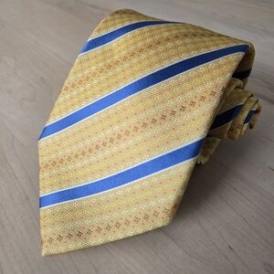 LORENZO CANA Elegant Yellow and Blue Striped Tie